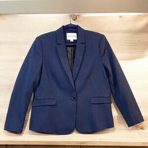 Reiss Womens Blazer Large Slim Blue Black Micro Check 1 Button Sullivan